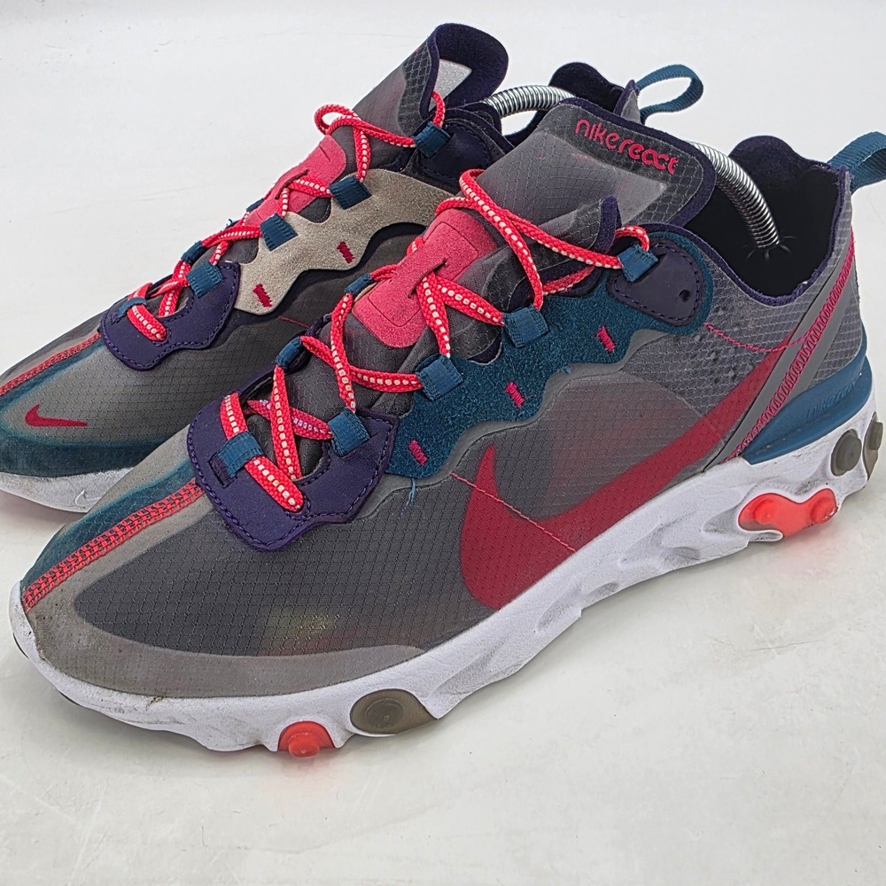 NIKE REACT ELEMENT 87 SNEAKERS MENS SIZE 10 WOMENS SIZE 11.5 RED ORBIT SHOES